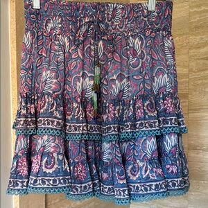 Floral Paisley Mini Skirt - Blue and Pink